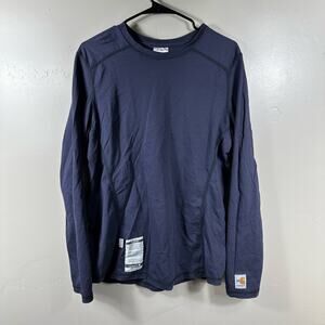 Carhartt Flame Resistant Crewneck Long Sleeve Shirt Size Medium - Navy Blue